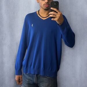 Polo Ralph Lauren Pima Cotton V-Neck Royal Blue Sweater XL